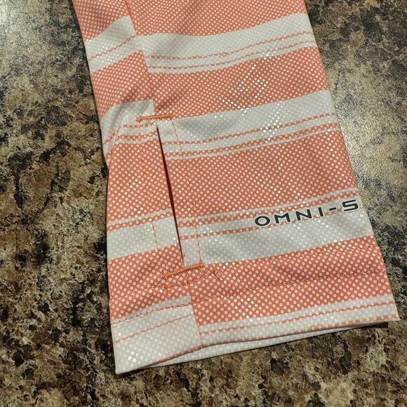 Columbia Top Sun Deflector Y2K Outdoor Hiking Minimalist Stripe Salmon White XS - Picture 7 of 8